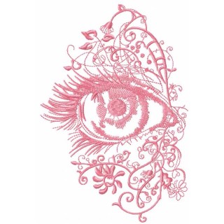 Pink flowers eye embroidery design - Embroidery Design