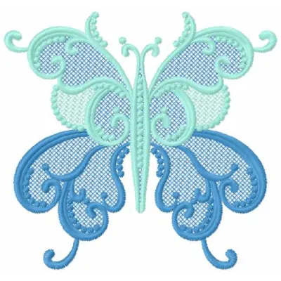 Butterfly lace embroidery design showcasing intricate details for FSL and decoration projects.
