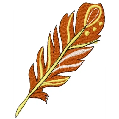 Preview of the Orange Feather 2 embroidery design, showcasing a delicate feather motif for FSL and decoration projects.