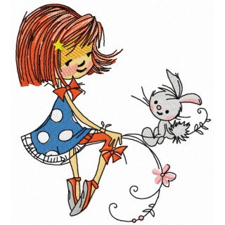 Talking with bunny embroidery design - Embroidery Design