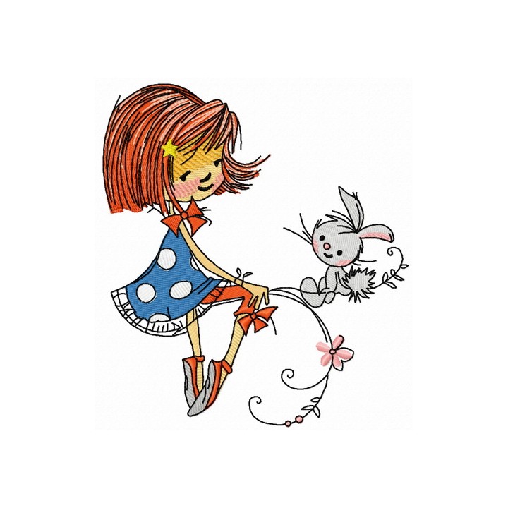 Talking with bunny embroidery design - Embroidery Design