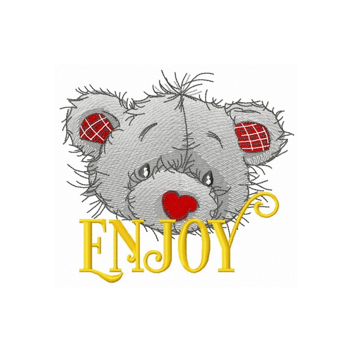 Teddy bear enjoy embroidery design - Embroidery Design