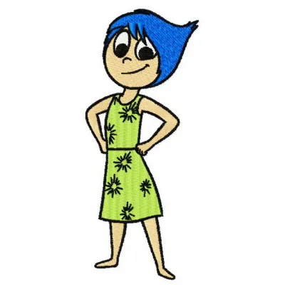 Joy embroidery design featuring colorful stitched motifs inspired by Inside Out, ideal for t-shirts and tote bags.