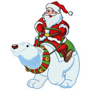 Santa riding polar bear  embroidery design - Embroidery Design