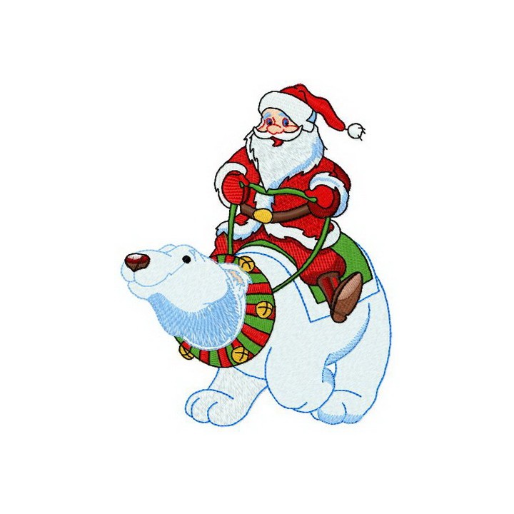 Santa riding polar bear  embroidery design - Embroidery Design