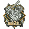 Baseball badge 2 embroidery design featuring a classic baseball motif, ideal for stitching on caps and apparel.