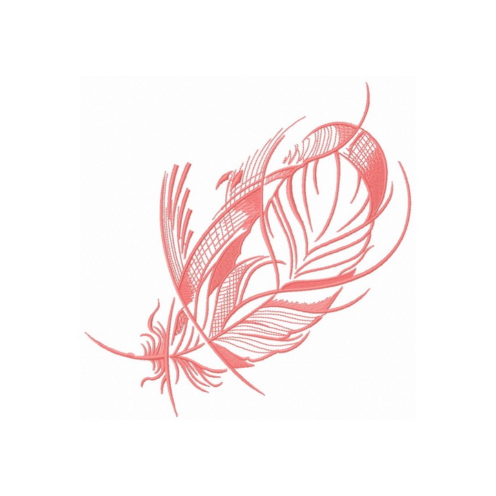 Pink pigeon feather embroidery design - Embroidery Design