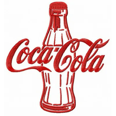 Coca-Cola bottle embroidery design showcasing the iconic logo, ideal for creating unique stitched motifs on apparel.