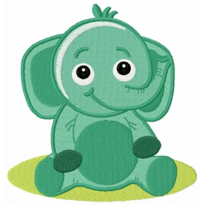 Cute elephant embroidery design featuring a whimsical elephant motif, ideal for stitching on baby onesies and towels.
