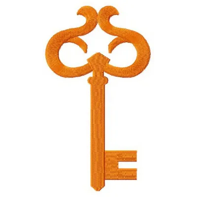 Golden key embroidery design featuring intricate details, ideal for embellishing garments and accessories.
