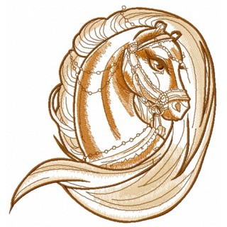 Brown horse head sketch embroidery design - Embroidery Design