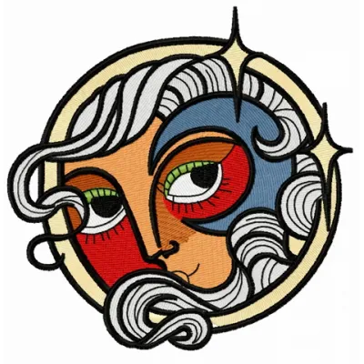 Fairy sun embroidery design featuring a whimsical sun motif, perfect for stitching on apparel or home decor.