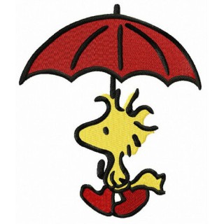 Woodstock with umbrella embroidery design - Embroidery Design