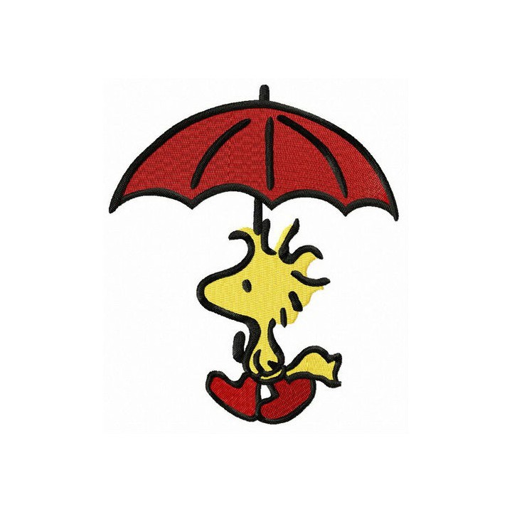 Woodstock with umbrella embroidery design - Embroidery Design