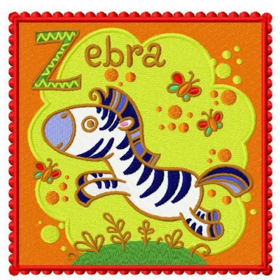 Zebra 2 embroidery design preview showcasing a detailed stitched motif of a zebra, perfect for various fabric projects.
