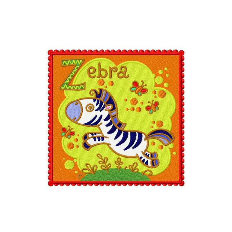 Zebra 2 embroidery design preview showcasing a detailed stitched motif of a zebra, perfect for various fabric projects.