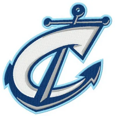 Columbus Clippers logo embroidery design showcasing intricate stitching patterns for baseball apparel and accessories.