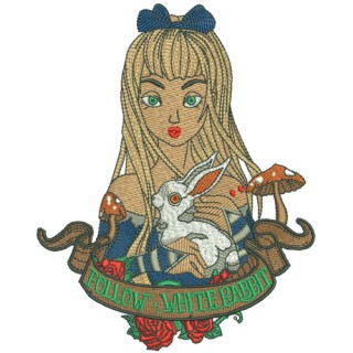 Follow White rabbit 2 embroidery design - Embroidery Design