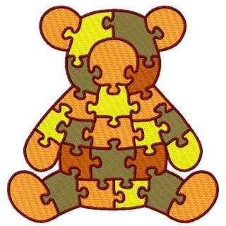 Bear puzzle embroidery design - Embroidery Design