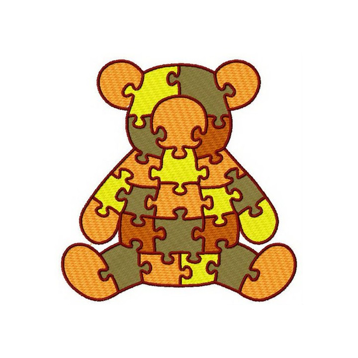 Bear puzzle embroidery design - Embroidery Design