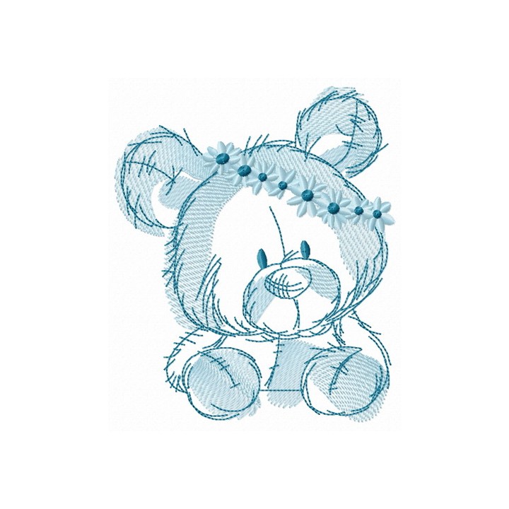 Teddy bear in flower pot 4 embroidery design - Embroidery Design