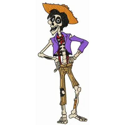 Happy Hector embroidery design featuring a cheerful character from the Coco collection, ideal for various projects.