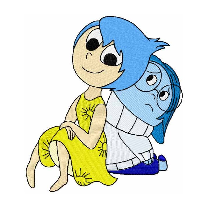 Joy and Sadness embroidery design - Embroidery Design