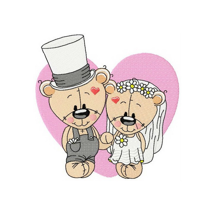 Plush bride and groom embroidery design - Embroidery Design