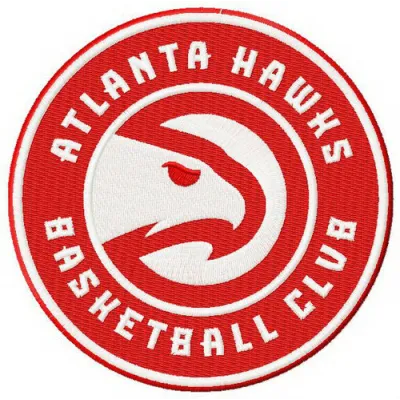 Atlanta Hawks basketball club logo embroidery design preview showcasing stitching patterns for sports apparel.