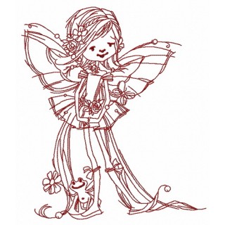 Young fairy with frog 2 embroidery design - Embroidery Design