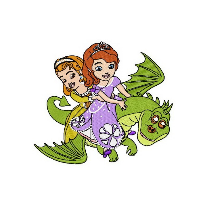 Sofia and dragon embroidery design - Embroidery Design