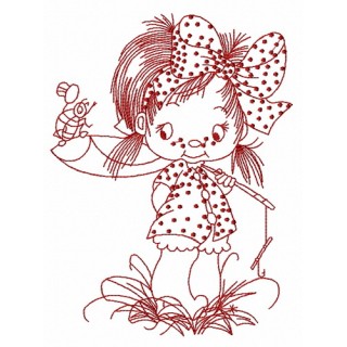Cute little fisher girl 3 embroidery design - Embroidery Design