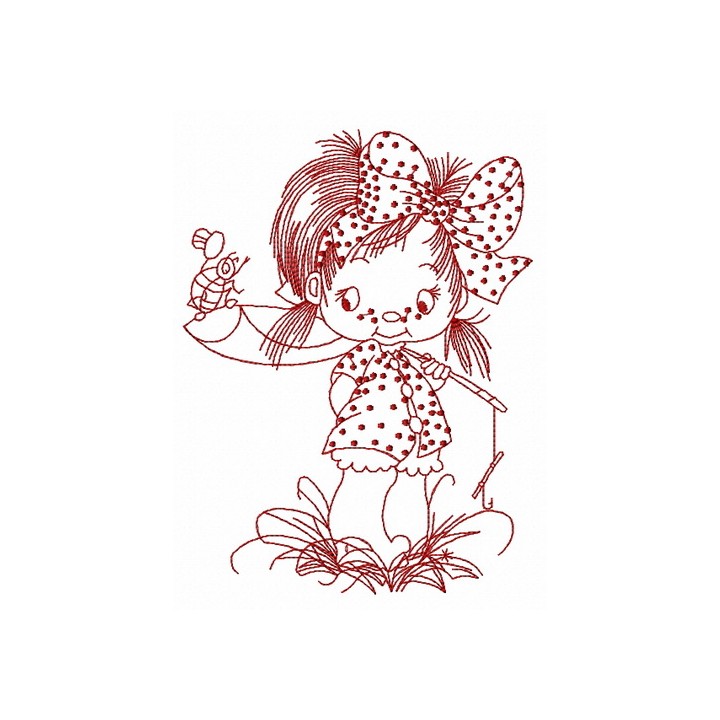 Cute little fisher girl 3 embroidery design - Embroidery Design