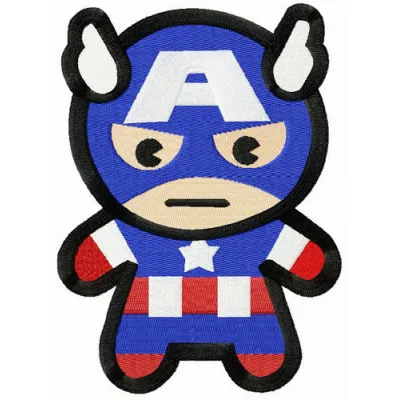 Severe Captain America embroidery design featuring a bold depiction of the iconic superhero for creative stitching projects.