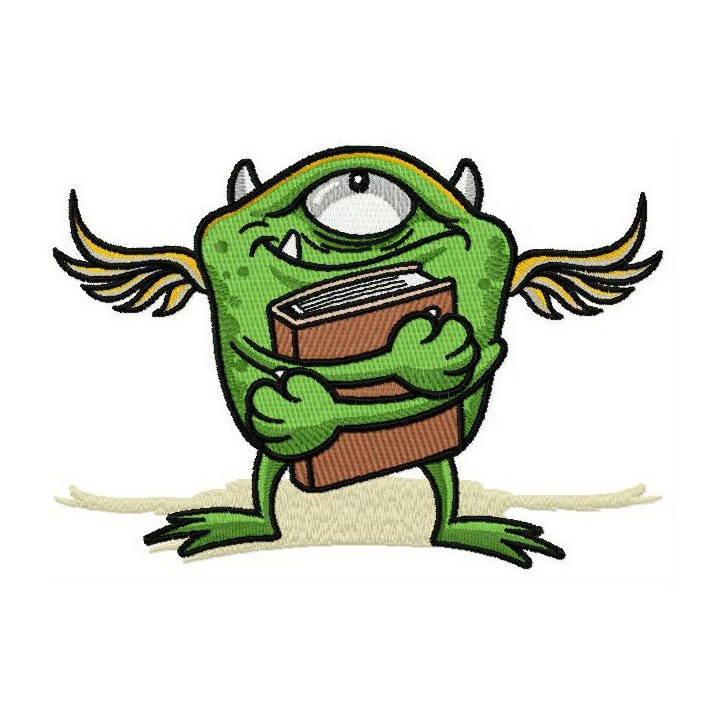Monster's favorite book embroidery design - Embroidery Design