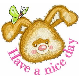Rabbit have a nice day embroidery design - Embroidery Design
