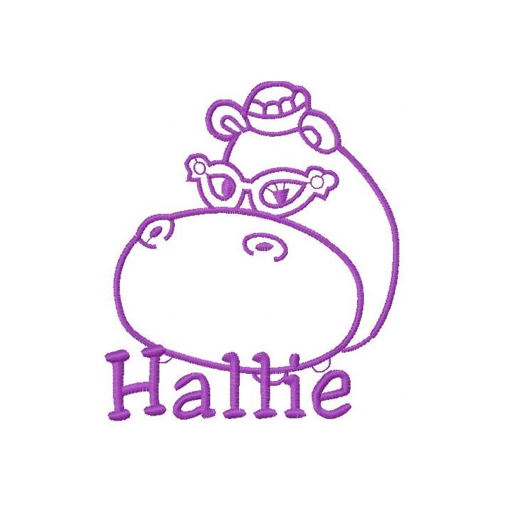 Hallie Hippo 11 embroidery design - Embroidery Design