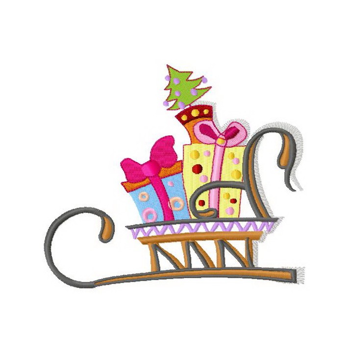 Santa's sledge embroidery design - Embroidery Design