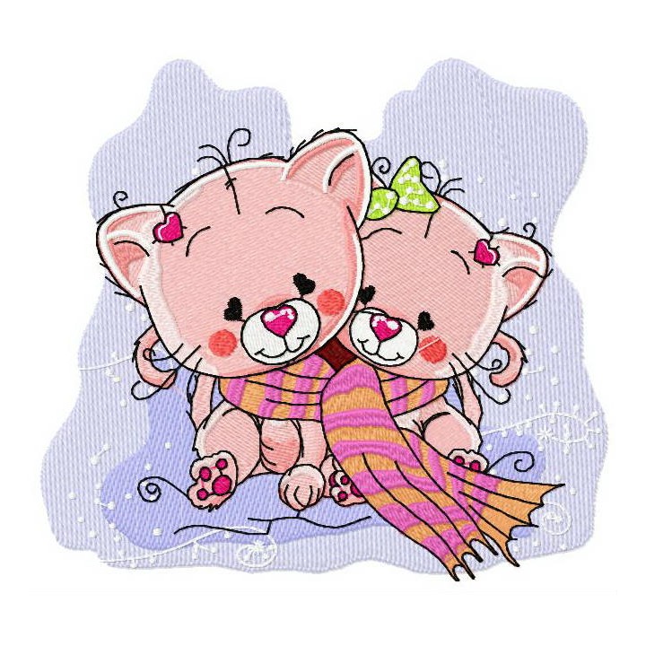 Kitten sisters embroidery design - Embroidery Design