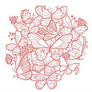 Butterflies and field flowers embroidery design - Embroidery Design