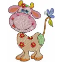 Summer cow embroidery design featuring a cheerful cow on a vibrant background, perfect for stitching on apparel and home dec…