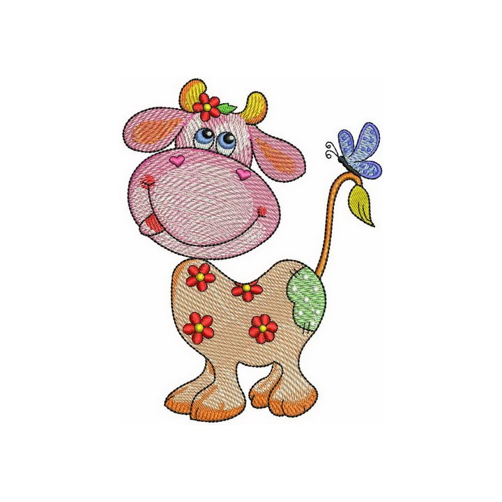 Summer cow embroidery design - Embroidery Design
