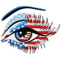 American eye embroidery design showcasing a patriotic motif, perfect for Independence Day projects.