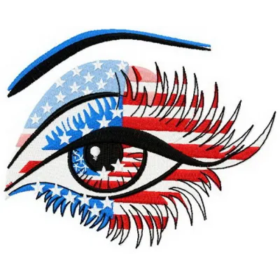 American eye embroidery design showcasing a patriotic motif, perfect for Independence Day projects.