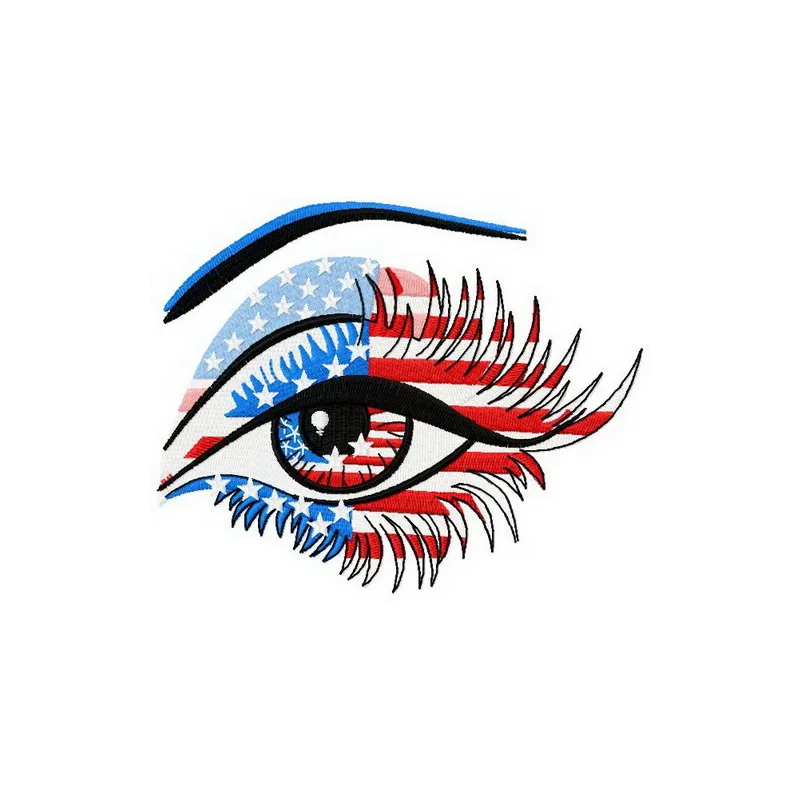 American eye embroidery design showcasing a patriotic motif, perfect for Independence Day projects.
