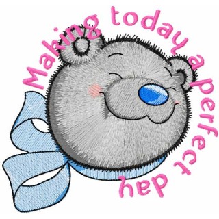 Teddy Bear perfect day embroidery design - Embroidery Design