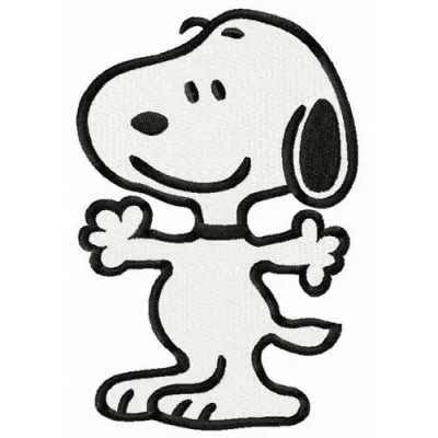 Preview of Snoopy Let's Hug embroidery design featuring a playful illustration of Snoopy embracing friends.