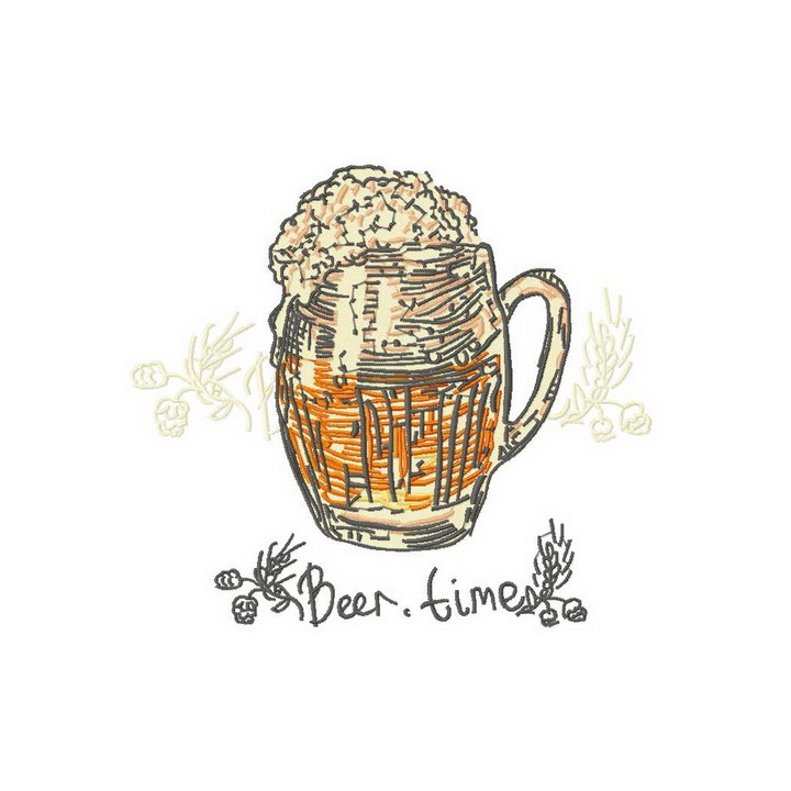 Beer time embroidery design - Embroidery Design