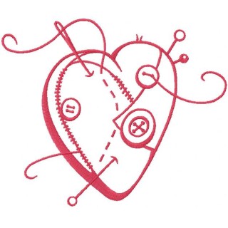 Red sewing heart embroidery design - Embroidery Design