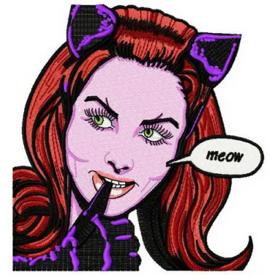 Preview of Catwoman 2 embroidery design featuring a stylish feline superhero motif, ideal for various fabric projects.